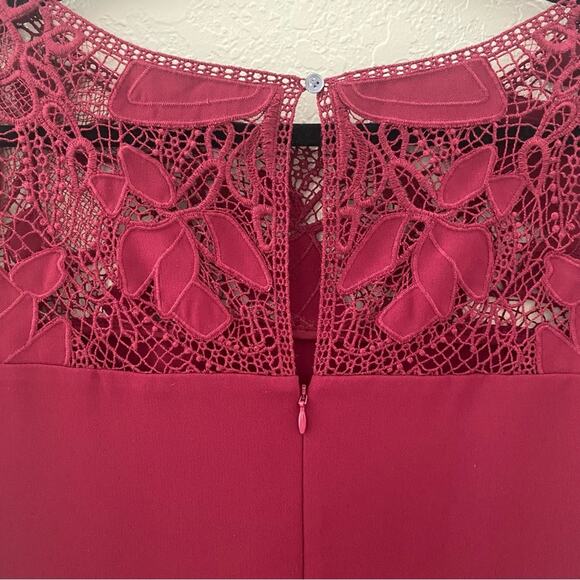 Ann Taylor Wine Burgundy Crochet Top Dress Sz 6 - Picture 5 of 12